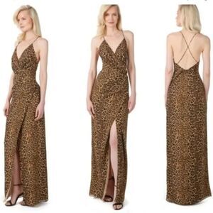 JAY GODFREY Santoro Leopard Print Spaghetti Strap Maxi Slip Dress Size 10